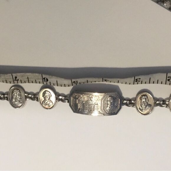 Solid Sterling Silver Religious bracelet 40 grams - Picture 6 of 8